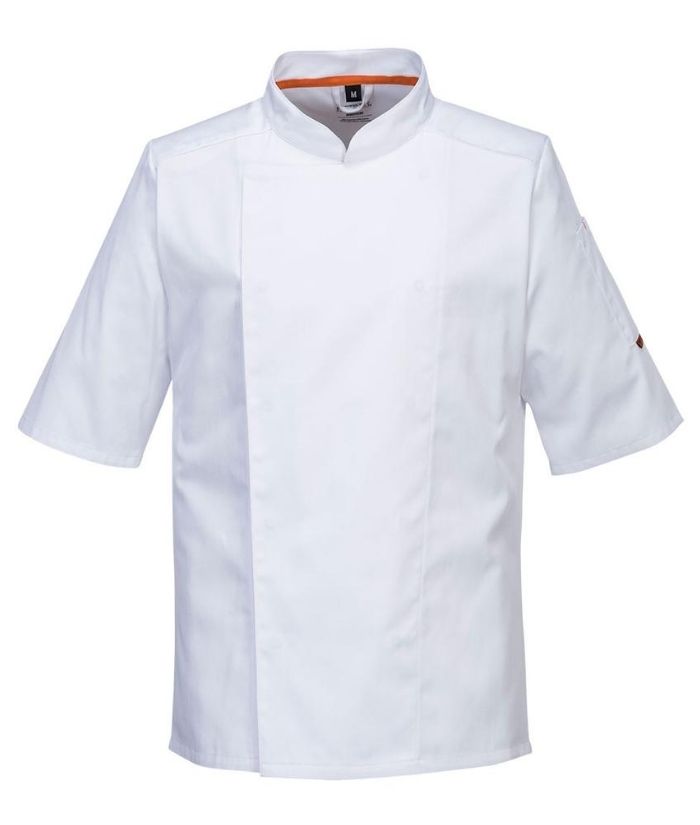 portwest-meshair-domed-chef-jacket-Short-sleeves-white-S738