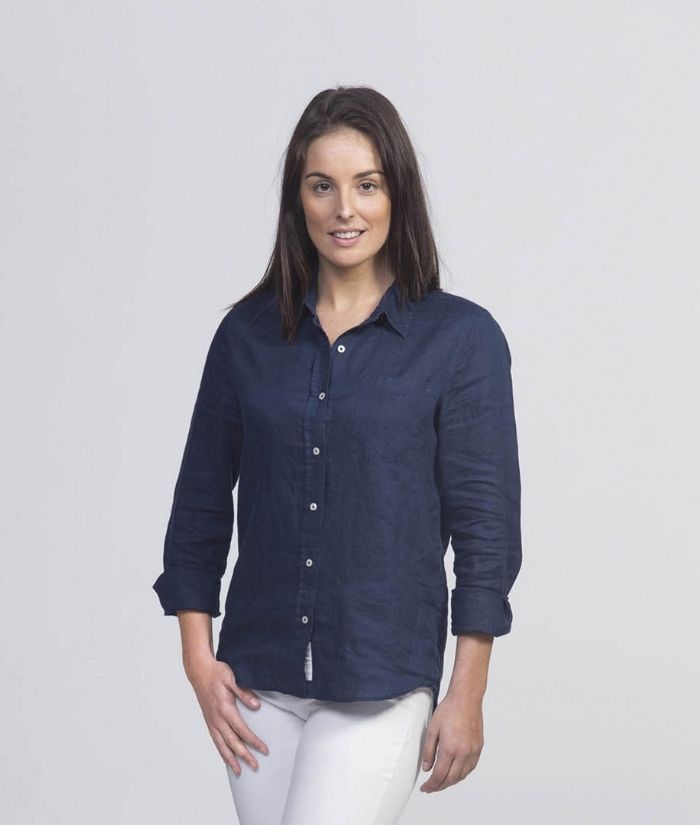 smpli-womens-linen-shirt-WSIL-long-sleeve-navy-business-casual