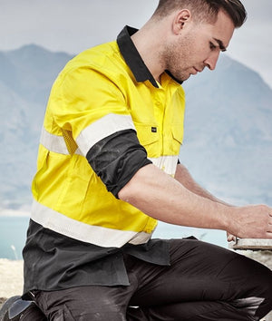 syzmik-zw129-rugged-cooling-hi-vis-taped-long-sleeve-shirt-orange-reflective-tape