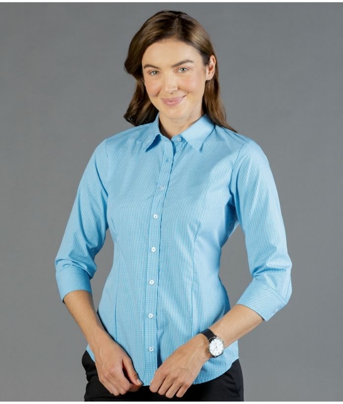 teal-Career-by-gloweave-westgarth-womens-ladies-34-sleeve-shirt-1637WZ