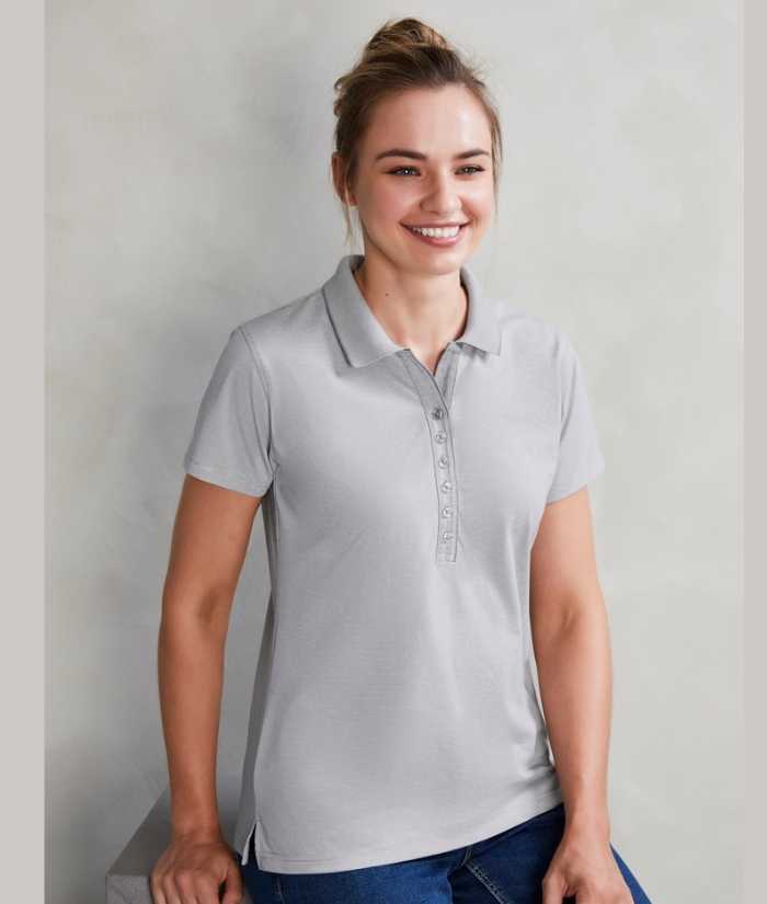 biz-collection-shadow-polo-womens-ladies-p501ls-silver-grey