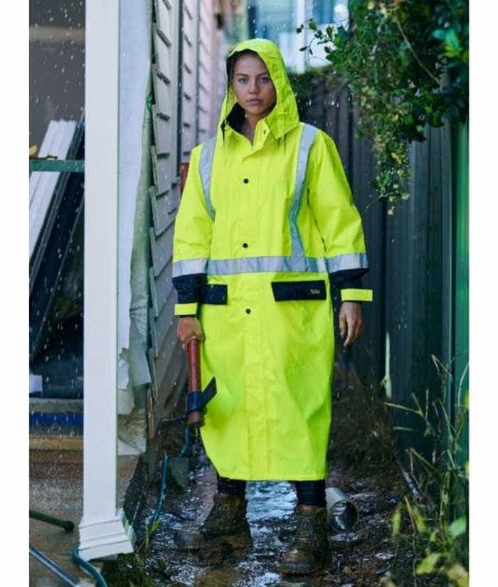 navy-yellow-bisley-BJ6961T-hi-vis-day-night-taped-waterproof-rain-jacket-coat