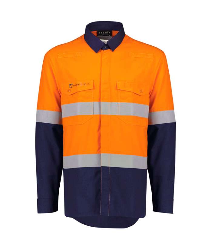 Mens Orange Flame, Lightweight Spliced Ripstop Shirt