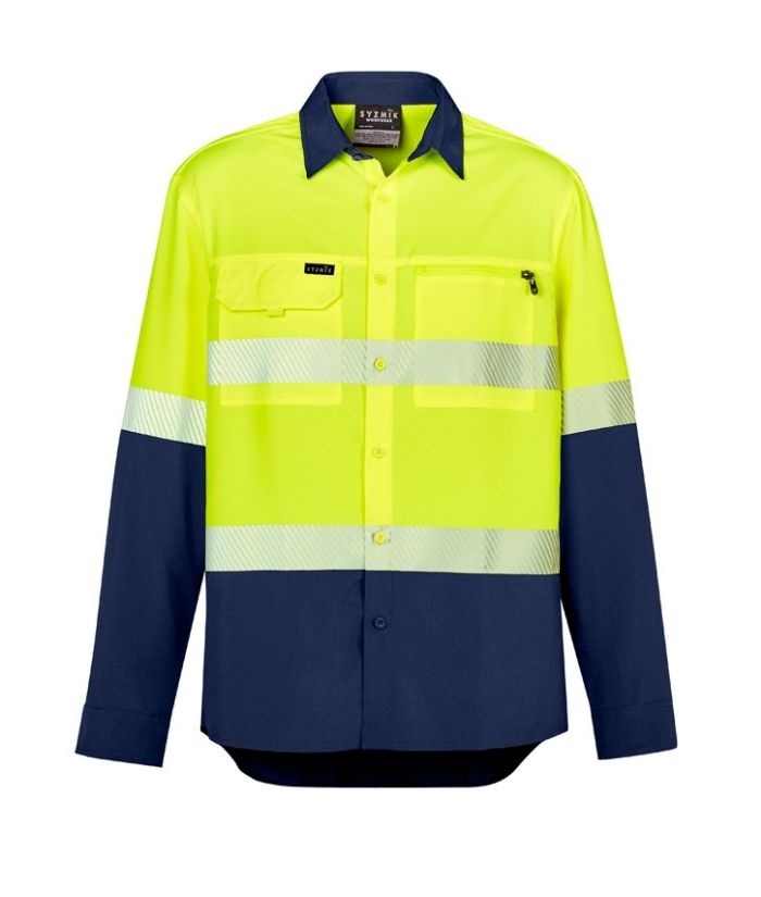 Mens Outdoor Hi Vis Segmented Tape L/S Shirt - Uniforms and Workwear NZ - Ticketwearconz